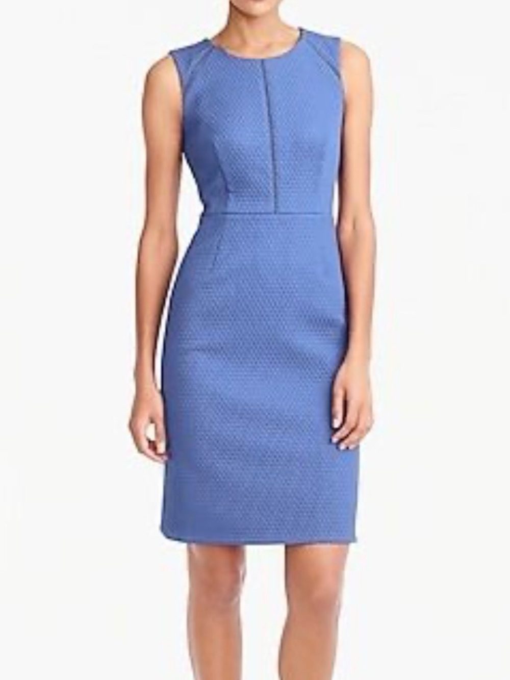 J. Crew Textured Blue Sleeveless Sheath Midi Dress